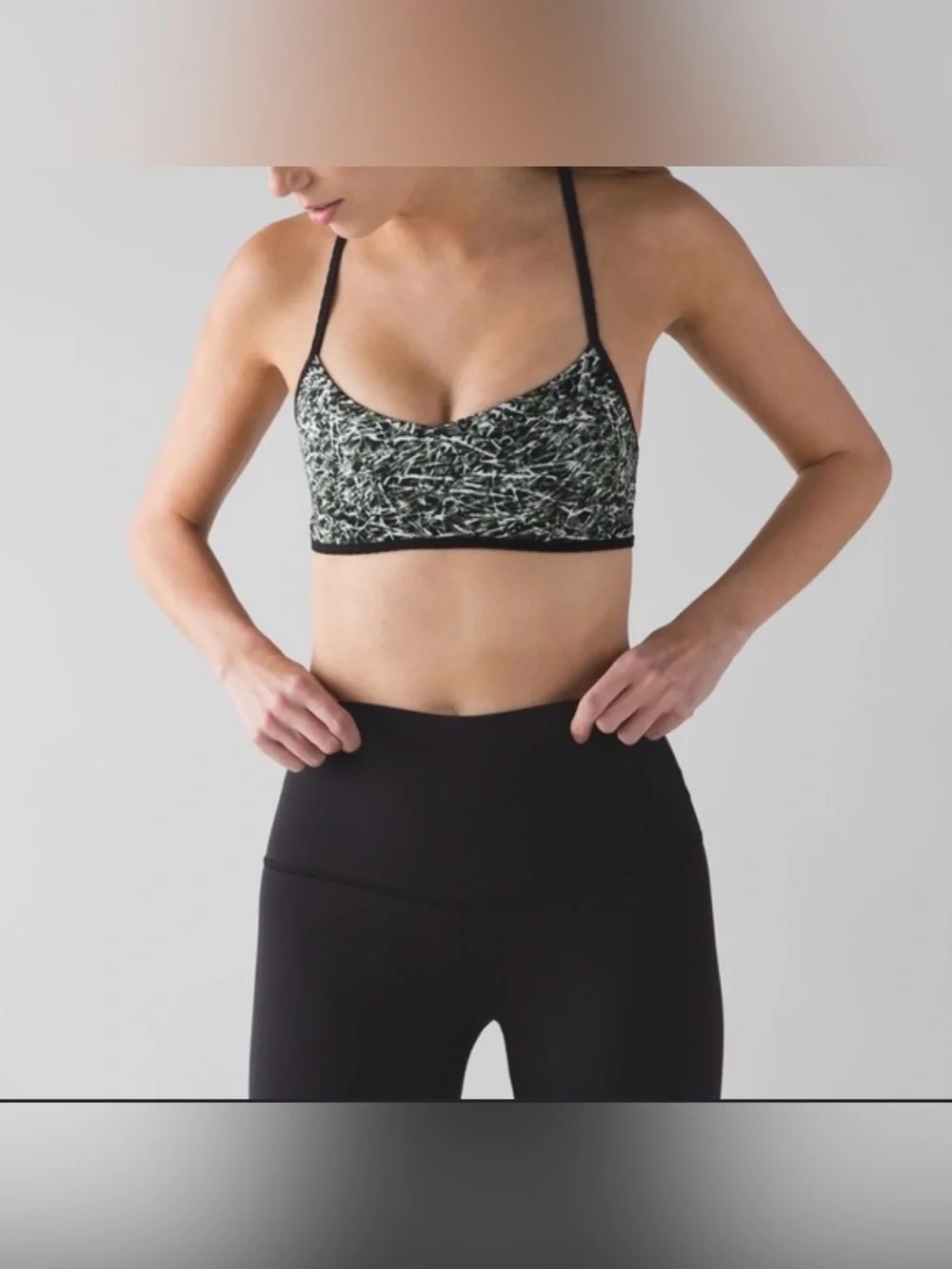 Lululemon Hot Spell Bra Mini Ripple Desert Olive Fatigue Green Black Size 6